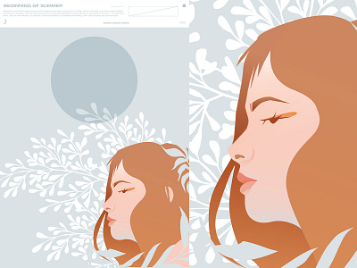 Summer portrait abstract composition floral girl illustration grid illustration laconic layout lines minimal portrait portrait illustration poster poster art poster layout summer