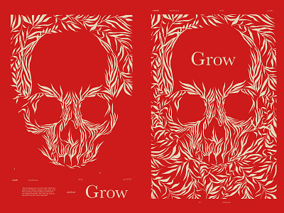 Grow abstract book book cover composition floral floral patterns illustration laconic leaves lines minimal poster poster art skull skull art skulls