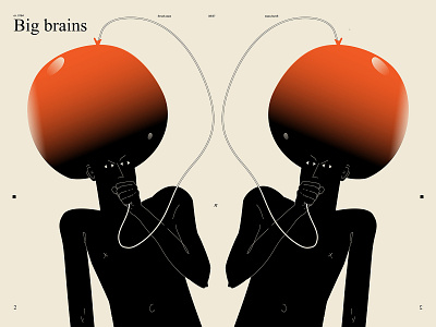 Big brains abstract balloon big brain brain composition conceptual illustration illustration laconic lines man minimal poster poster art