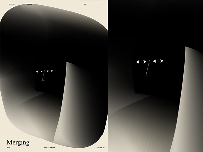 Merging abstract cave composition face from illustration laconic lines merging minimal poster poster art