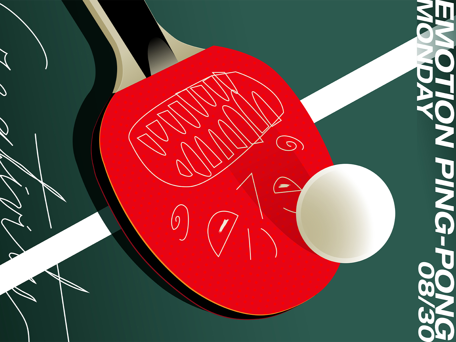Emotion Ping Pong abstract angry ball balls composition conceptual illustration emotions illustration laconic layout lines minimal ping pong poster racket
