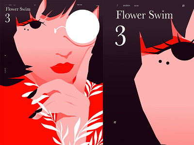 Flower Swim 3 abstract composition girl portrait illustration laconic lines minimal portrait portrait illustration poster poster art vector illustration vectorart