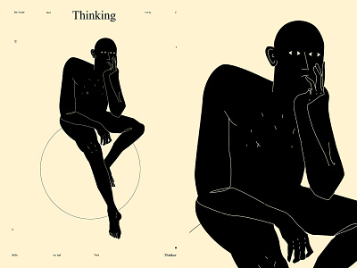 Thinking abstract composition concept conceptual illustration figure figure illustration fragment illustration laconic lines man minimal poster thinker thinking