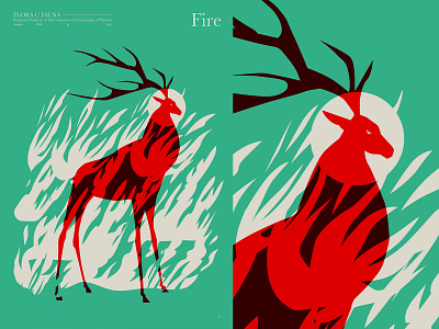 Fire abstract animal art animal illustration composition fire fragment illustration laconic lines minimal nature poster poster a day poster art save wildlife