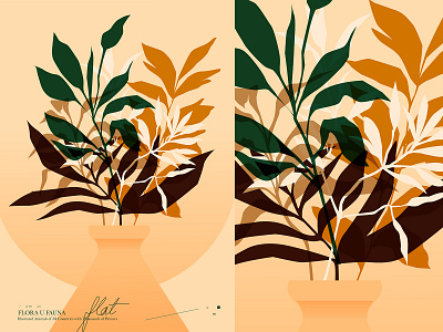 Flat Leaves abstract composition editorial editorial illustration flat illustration floral floral pattern flower illustration illustration laconic leaves lines minimal poster poster art