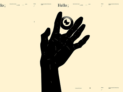 Hello abstract composition conceptual illustration dual meaning eye eye illustration hand hand illustration illustration laconic lines minimal poster poster art