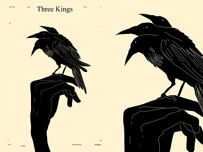 Three Kings abstract bird bird illustration composition crow crow illustration hand illustration head illustration kind laconic lines minimal poster poster art three heads