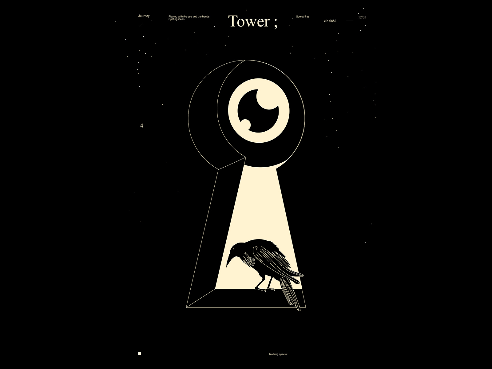 Tower abstract bird bird illustration composition crow crow illustration eye eye illustration eyeball illustration key keyhole laconic lines minimal poster poster art sky tower