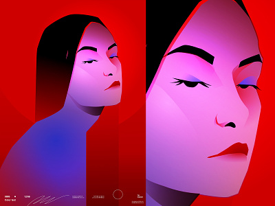 Portrait in red abstract composition girl girl illustration girl portrait illustration laconic lines minimal neon portrait portrait painting poster poster art red