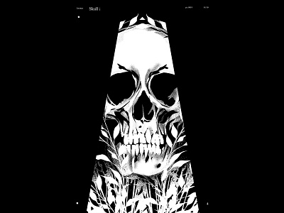 Skull and flowers abstract black white blackandwhite composition floral floral pattern flower crown grunge texture illustration laconic lines minimal poster poster art skull skull illustration vector art