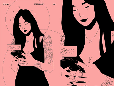 Texting abstract character character design characterdesign composition girl character girl illustration illustration instagram babe laconic lines minimal poster poster art tattoo