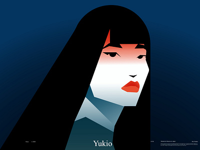 Yukio abstract abstract shapes composition girl girl portrait ikko tanaka illustration laconic lines minimal portrait portrait illustration poster poster art shapes