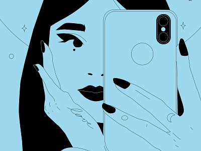 Beauty abstract composition girl girl character girl illustration illustration laconic layout lines minimal nails phone portrait portrait illustration poster poster art