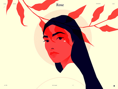 Rose abstract composition girl girl portrait illustration laconic leaves lines minimal minimalist minimalistic portrait portrait illustration poster poster art