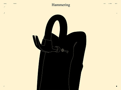 Hammering abstract brain composition conceptual illustration design dual meaning hammer heart illustration laconic lines minimal nail poster