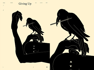 Giving up abstract composition conceptual illustration crow crow illustration design emotional emotional illustration figure hand hands illustration illustration laconic lines minimal poster raven raven illustration
