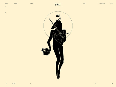 Fox abstract bizzare composition fox illustration laconic lines minimal mythological poster skull sword tattoo tattoo design