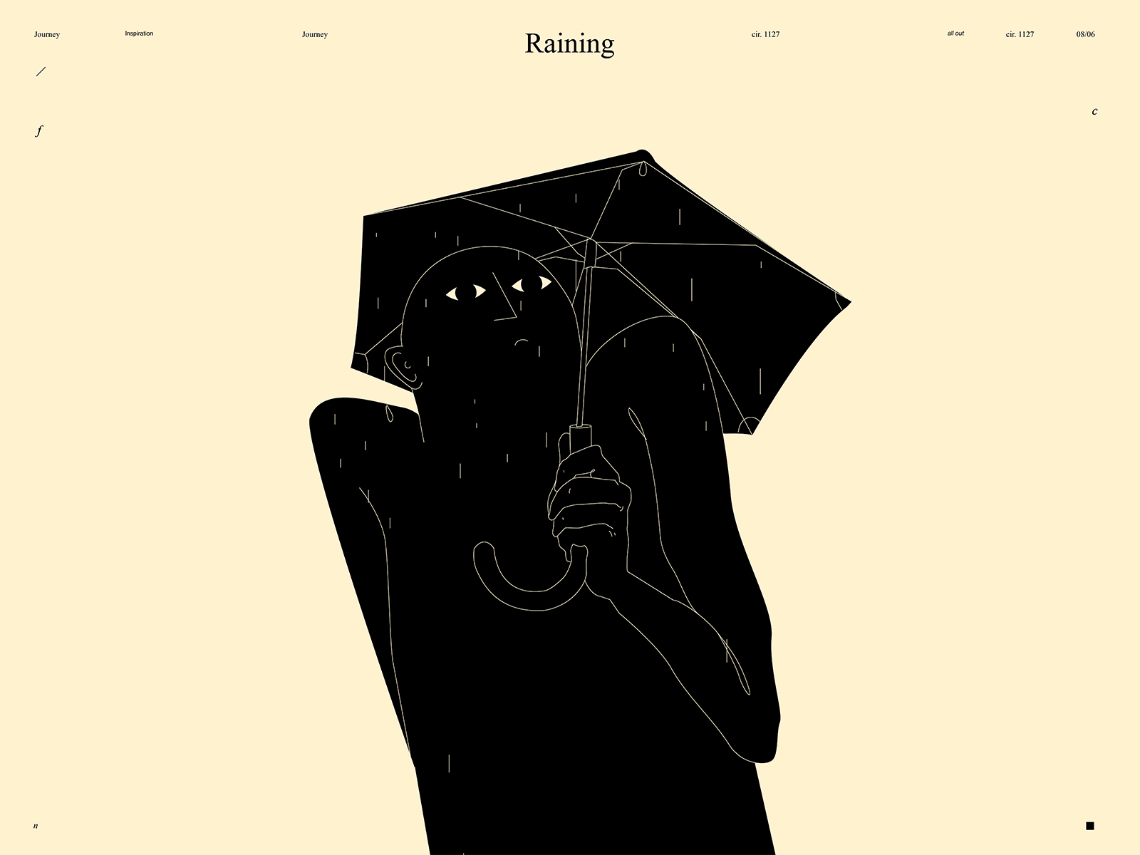 Raining abstract composition design figure figure illustration illustration laconic lines minimal mood poster rain raining umbrella