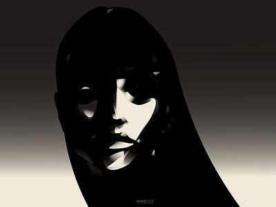 Shadows in Noir abstract composition dark design girl portrait illustration laconic lines minimal noir noir illustration portrait portrait illustration poster shadow
