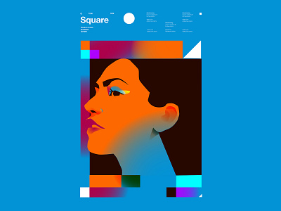 Square abstract abstract pattern composition design gird girl portrait illustration laconic layout lines minimal pattern portrait portrait illustration poster splash