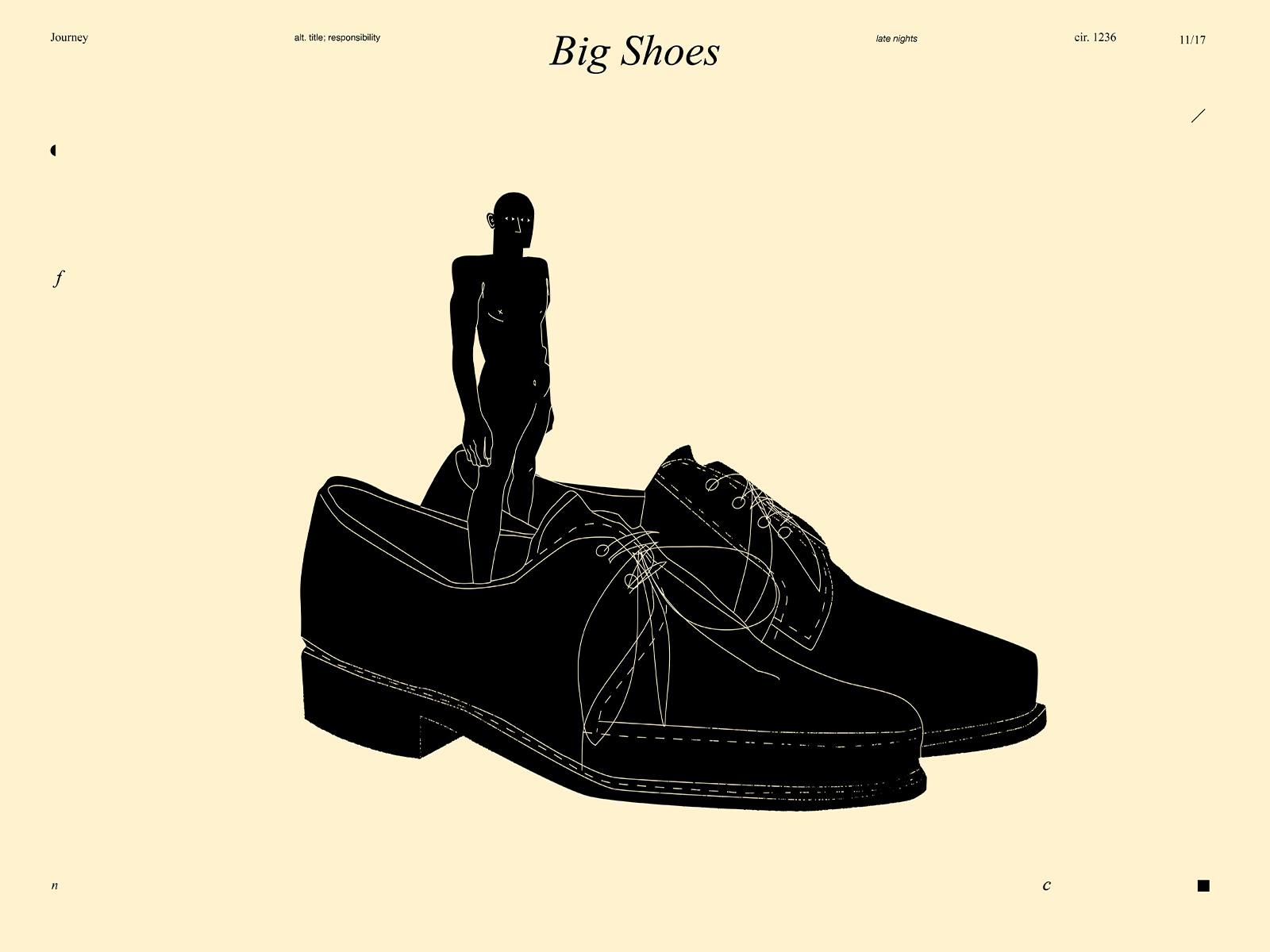 Responsibilities abstract composition design dual meaning figure figure illustration illustration laconic lines minimal poster responsibilities shoes shoes illustration
