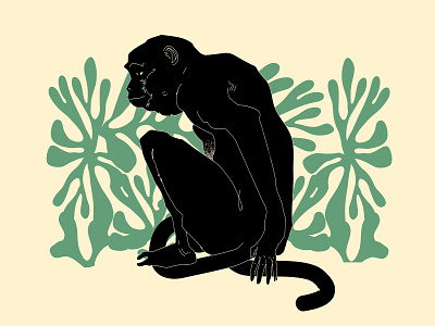 Monkey abstract animal illustration composition design floral floral background illustration laconic lines minimal monkey monkey illustration poster