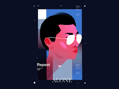 On repeat abstract abstract pattern composition design disco glasses illustration laconic lines man man portrait minimal pattern portrait portrait illustration poster