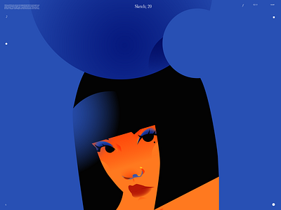 Blue bubbles abstract composition design girl girl illustration girl portrait illustration laconic lines minimal portrait portrait illustration poster shapes