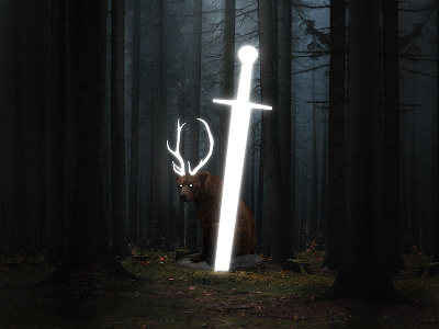 Fragment 74 art board bear beard composition concept dark fog forest horns illustration moody spirit sword