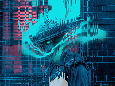 Fragment 107 composition cyberpunk futuristic glitch glitch effect glitchart illustration skull smoke