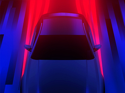 Fragment 152 abstract car composition fragment illustration minimal mustang night poster