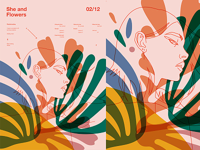 She Flowers abstract composition floral floral art floral pattern flowers form fragment girl grid illustration laconic layout lines minimal poster poster a day poster art poster challenge sexy
