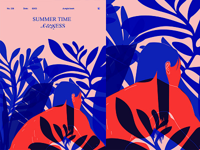 Summer Time Sadness abstract composition floral floral patterns form fragment girl illustration laconic layout leaves lines minimal poster poster a day poster art poster challenge