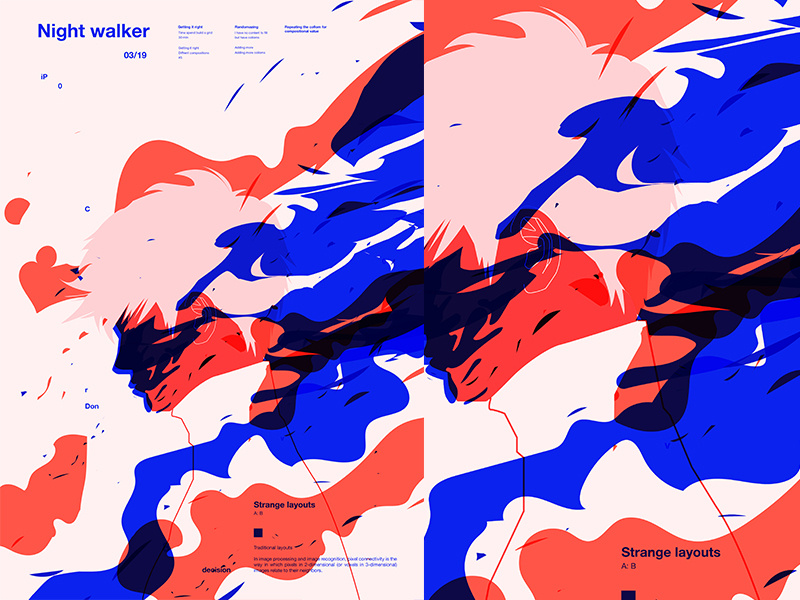 Nightwalker clouds inka splash smokes man fragment poster art poster challenge poster a day form lines poster illustration laconic composition abstract minimal