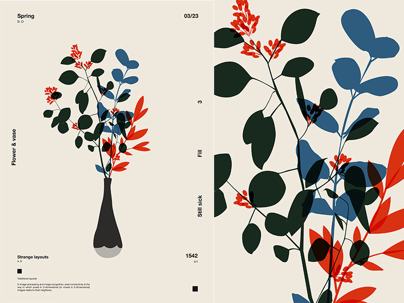 Start Of Spring floral branch flowers fragment layout poster art poster challenge poster a day form lines poster illustration laconic composition abstract minimal