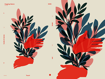 Hugging Nature abstract composition floral floral background floral design flowers form fragment hands illustration laconic layout leves lines minimal poster poster a day poster art poster challenge