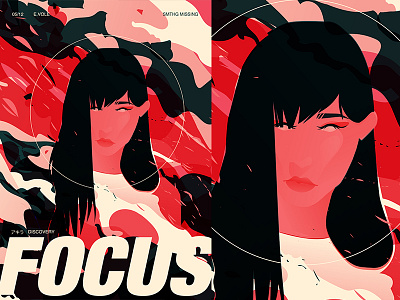 Focus abstract anime cartoon composition dynamic form fragment girl girl illustration grid illustration laconic layout lines minimal poster poster a day poster art poster challenge smokes