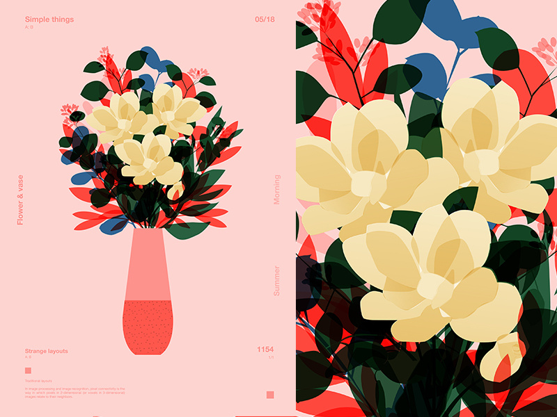 Summer Flowers floral background floral layout fragment poster art poster challenge poster a day form lines poster illustration laconic composition abstract minimal