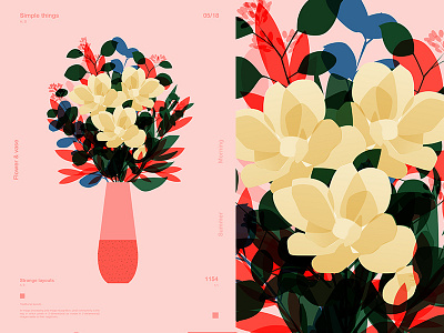 Summer Flowers abstract composition floral floral background form fragment illustration laconic layout lines minimal poster poster a day poster art poster challenge