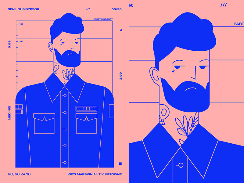 Party Mug Shot mugshot tattoo hipster man grid layout fragment poster art poster challenge poster a day form lines poster illustration laconic composition abstract minimal