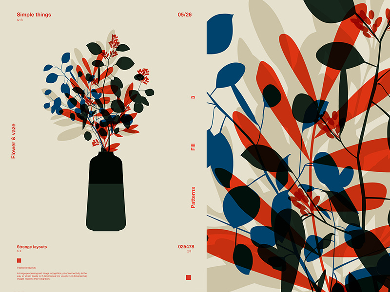 Vase and Flower flowers floral background floral grid layout fragment poster art poster challenge poster a day form lines poster illustration laconic composition abstract minimal