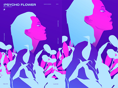 Psycho Flower abstract composition floral floral background flowers form fragment girl girl illustration grid illustration layout lines minimal neon portrait poster poster a day poster art poster challenge