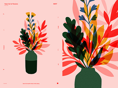 Summer Flowers abstract composition floral floral background flowers flowers illustration form fragment grid illustration laconic layout lines minimal poster poster a day poster art poster challenge vase