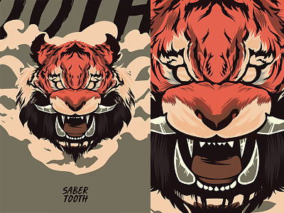 Saber Tooth abstract composition form fragment illustration laconic lines minimal poster poster a day poster art poster challenge sabertooth smokes tiger tiger head vector illustration