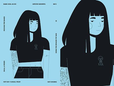 Rocking Bangs abstract composition form fragment girl girl character girl illustration illustration laconic layout lines minimal poster poster a day poster art poster challenge tattoo