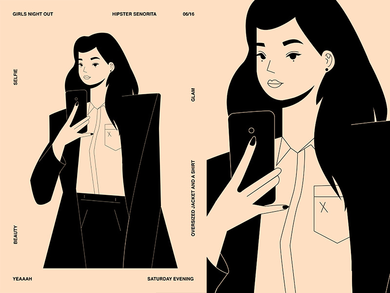 Girls Night Out charecter design girl illustration grid girl layout fragment poster art poster challenge poster a day form lines poster illustration laconic composition abstract minimal