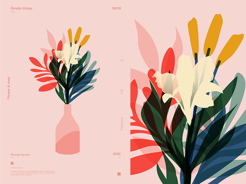 Transperant Flowers vase flowers floral background floral layout poster art design poster challenge poster a day form lines poster fragment illustration laconic composition abstract minimal