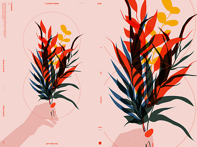 Flower Power abstract composition floral floral background form fragment hand illustration laconic layout lines minimal poster poster a day poster art poster challenge