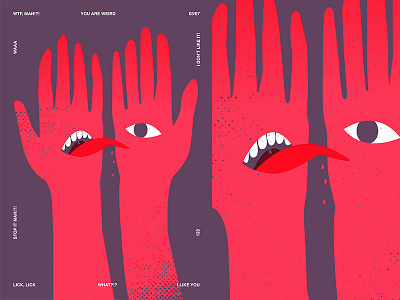 Wtf Man abstract composition eye eyeball form fragment funky hands illustration laconic layout lines minimal mouths poster poster a day poster art poster challenge tongue