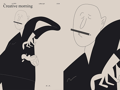 Creative Morning abstract body coffee composition form fragment illustration laconic layout lines man minimal morning poster poster a day poster art poster challenge spill